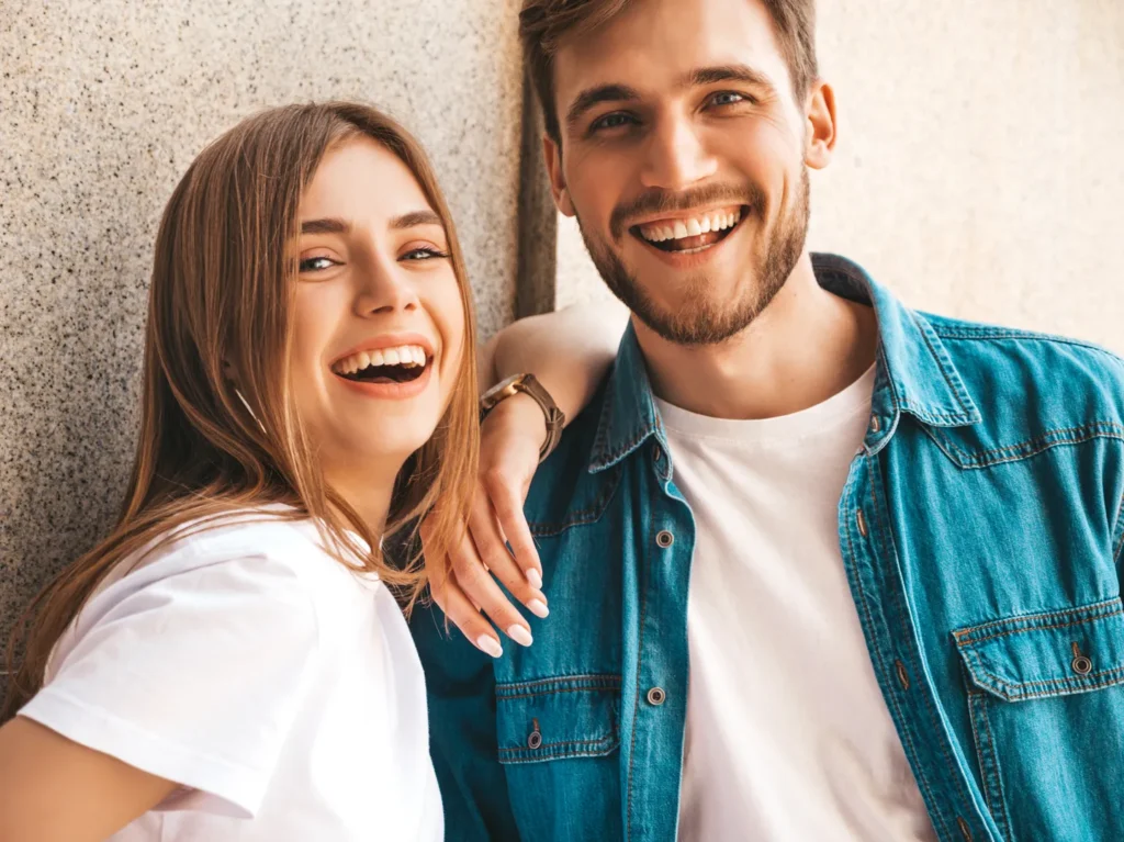 A young couple smiling together